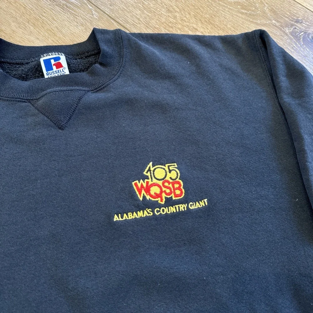 Russell Athletic Sweatshirt Mens L 105 WQSB County Alabama‎ Radio 90s Vtg Black